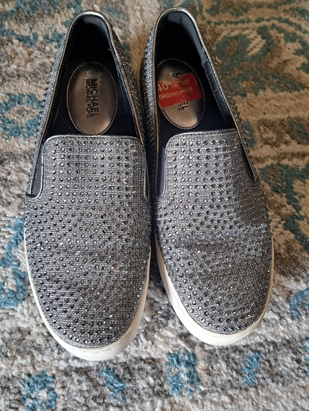 Michael Kors Silver Crystal Slip-On Sneakers